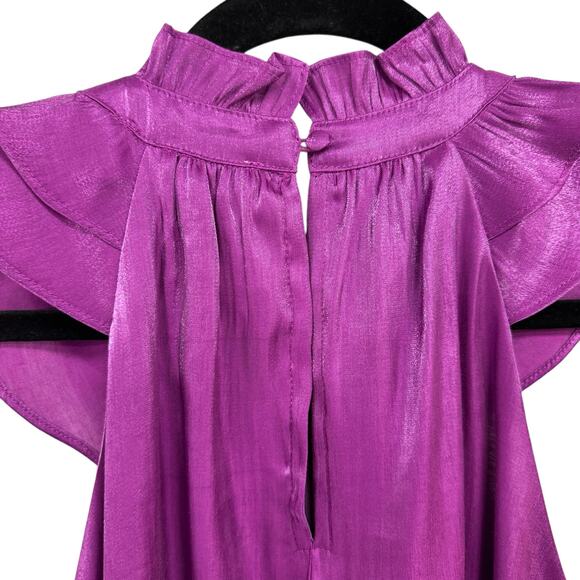 Pinch Purple Sleeveless Ruffle Mock Neck Tiered Mini Dress Womens Small - Picture 4 of 6